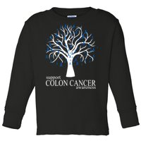 Support Colon Cancer Awareness Ribbon Tree Toddler Long Sleeve Shirt