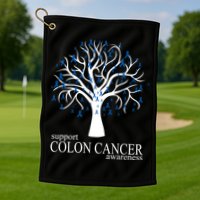 Support Colon Cancer Awareness Ribbon Tree Golf Towel
