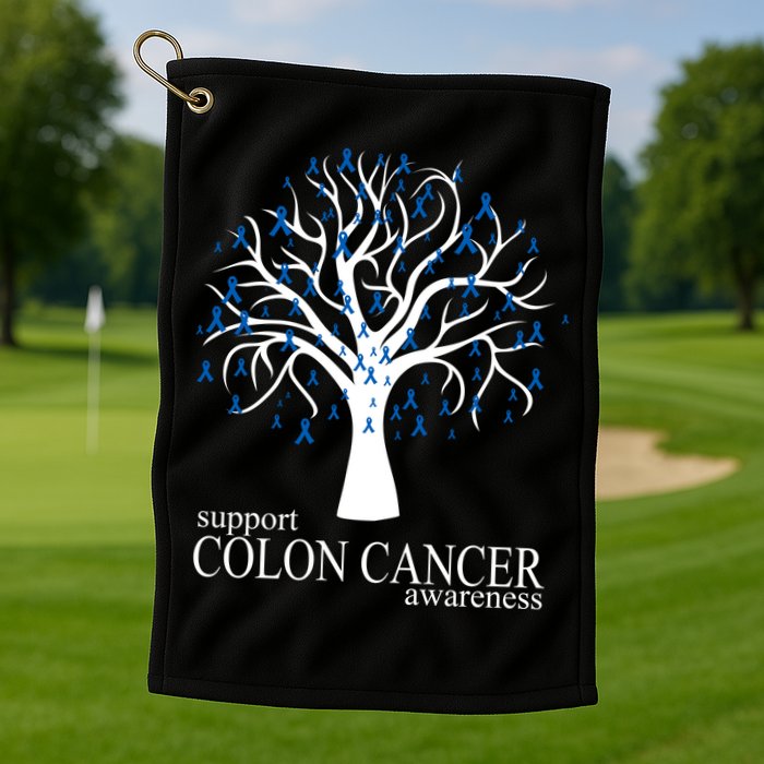 Support Colon Cancer Awareness Ribbon Tree Golf Towel