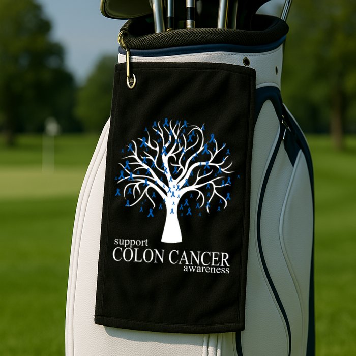 Support Colon Cancer Awareness Ribbon Tree Golf Towel