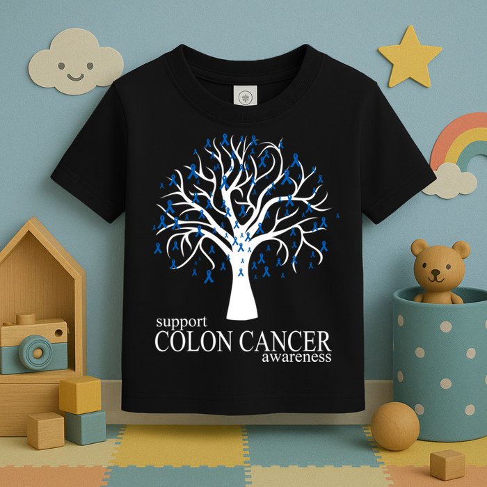 Support Colon Cancer Awareness Ribbon Tree Toddler T-Shirt