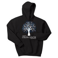 Support Colon Cancer Awareness Ribbon Tree Kids Hoodie