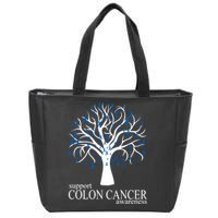 Support Colon Cancer Awareness Ribbon Tree Zip Tote Bag