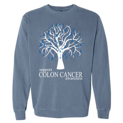 Support Colon Cancer Awareness Ribbon Tree Garment-Dyed Sweatshirt