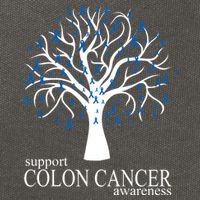 Support Colon Cancer Awareness Ribbon Tree Cotton Canvas Backpack