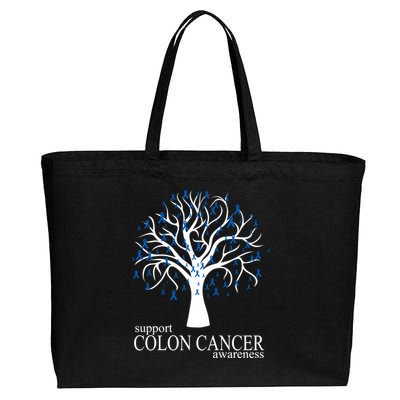 Support Colon Cancer Awareness Ribbon Tree Cotton Canvas Jumbo Tote