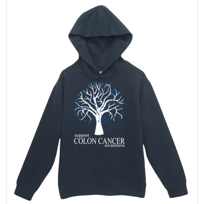 Support Colon Cancer Awareness Ribbon Tree Urban Pullover Hoodie