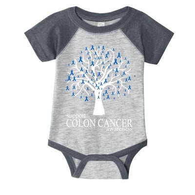 Support Colon Cancer Awareness Ribbon Tree Infant Baby Jersey Bodysuit