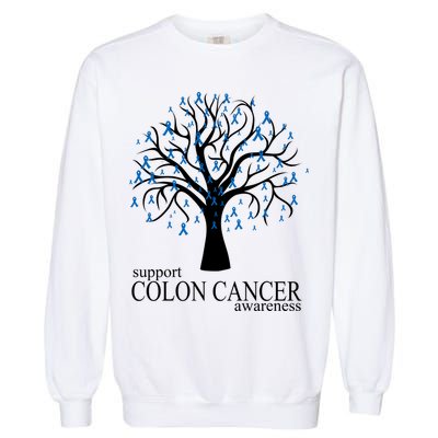 Support Colon Cancer Awareness Ribbon Tree Garment-Dyed Sweatshirt