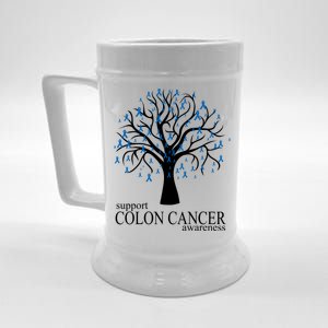 Support Colon Cancer Awareness Ribbon Tree Beer Stein