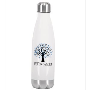 Support Colon Cancer Awareness Ribbon Tree Stainless Steel Insulated Water Bottle