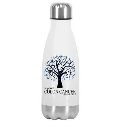 Support Colon Cancer Awareness Ribbon Tree Stainless Steel Insulated Water Bottle