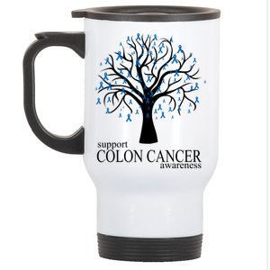 Support Colon Cancer Awareness Ribbon Tree Stainless Steel Travel Mug