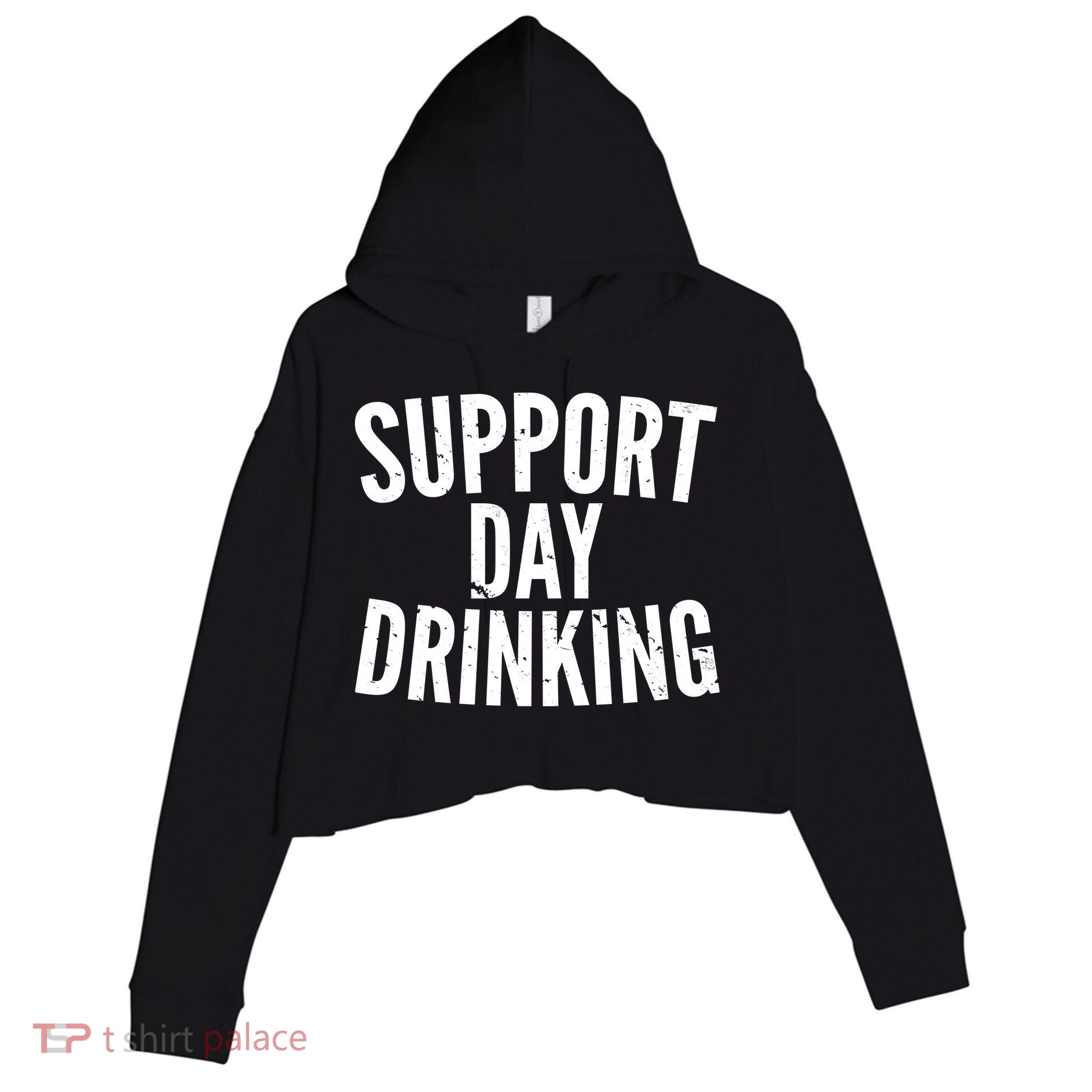 Support Day Drinking Crop Fleece Hoodie