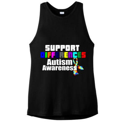 Support Differences Autism Awareness Ladies PosiCharge Tri-Blend Wicking Tank