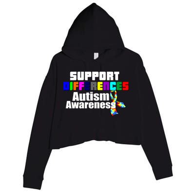 Support Differences Autism Awareness Crop Fleece Hoodie