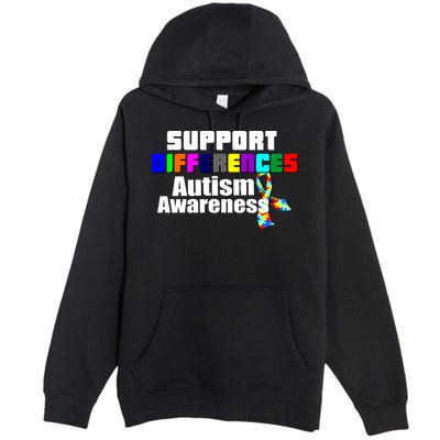 Support Differences Autism Awareness Premium Pullover Hoodie