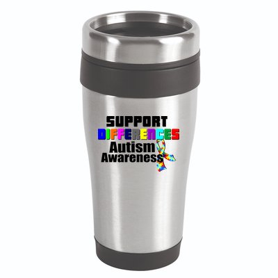 Support Differences Autism Awareness 16oz Travel Tumbler