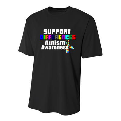Support Differences Autism Awareness Youth Performance Sprint T-Shirt