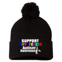 Support Differences Autism Awareness Pom Pom 12in Knit Beanie