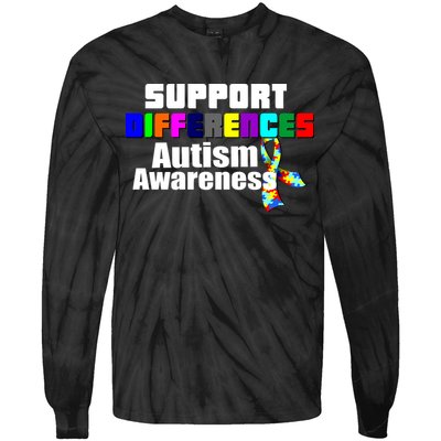 Support Differences Autism Awareness Tie-Dye Long Sleeve Shirt