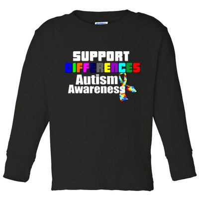 Support Differences Autism Awareness Toddler Long Sleeve Shirt