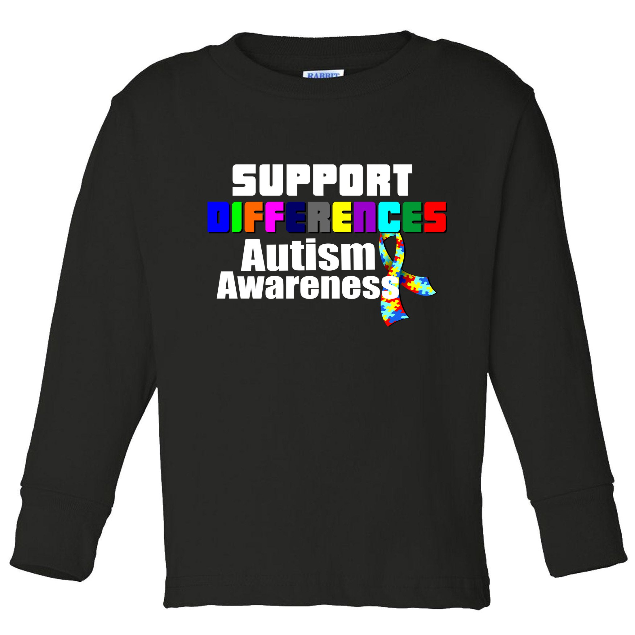 Support Differences Autism Awareness Toddler Long Sleeve Shirt