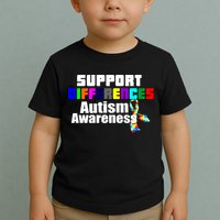 Support Differences Autism Awareness Toddler T-Shirt