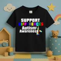Support Differences Autism Awareness Toddler T-Shirt