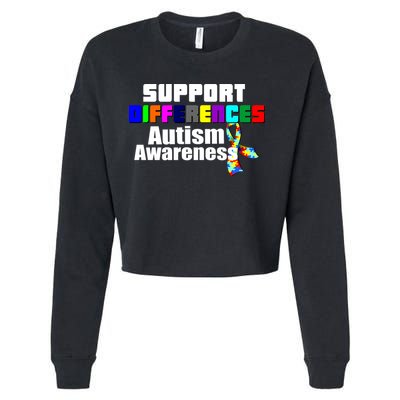 Support Differences Autism Awareness Cropped Pullover Crew