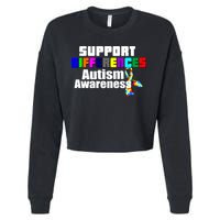 Support Differences Autism Awareness Cropped Pullover Crew
