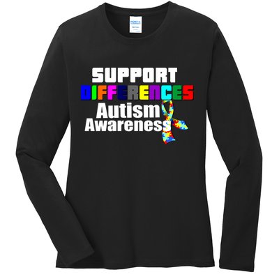 Support Differences Autism Awareness Ladies Long Sleeve Shirt