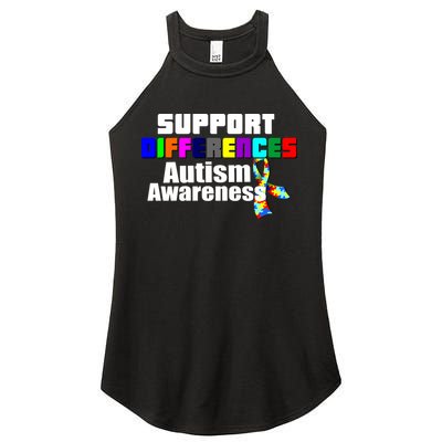 Support Differences Autism Awareness Women's Perfect Tri Rocker Tank