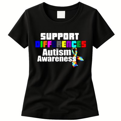 Support Differences Autism Awareness Womens T-Shirt