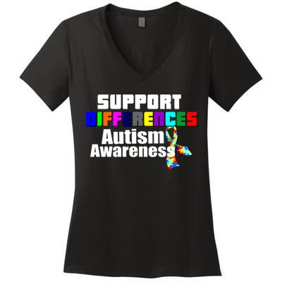 Support Differences Autism Awareness Women's V-Neck T-Shirt