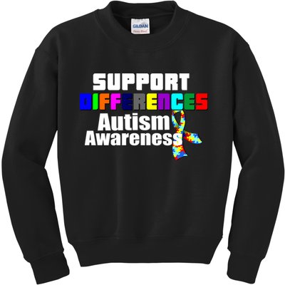 Support Differences Autism Awareness Kids Sweatshirt