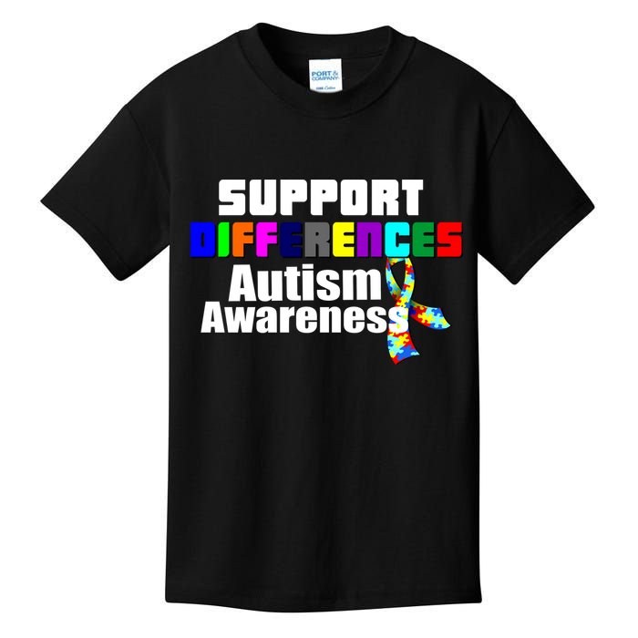 Support Differences Autism Awareness Kids T-Shirt