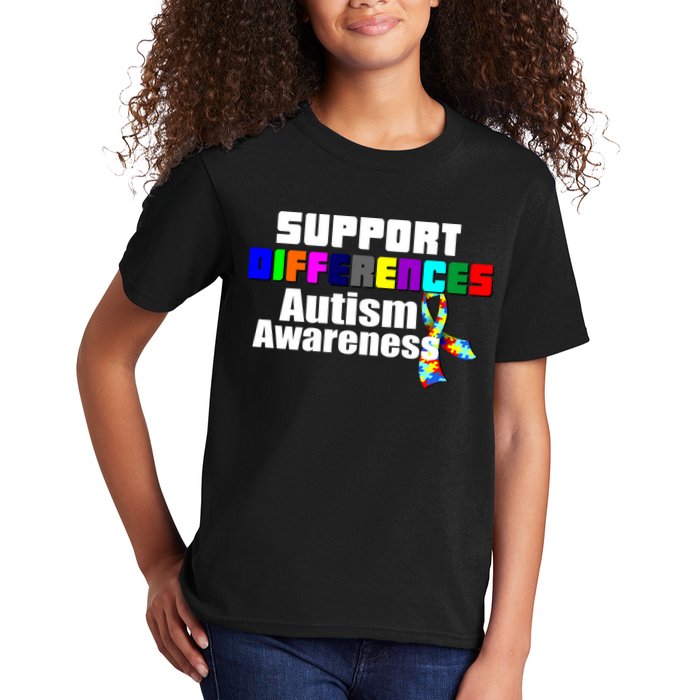 Support Differences Autism Awareness Kids T-Shirt
