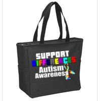 Support Differences Autism Awareness Zip Tote Bag