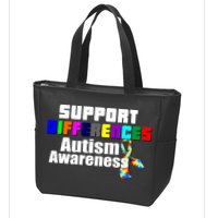 Support Differences Autism Awareness Zip Tote Bag