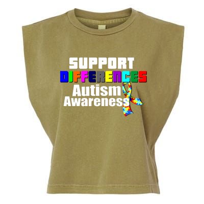 Support Differences Autism Awareness Garment-Dyed Women's Muscle Tee