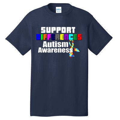 Support Differences Autism Awareness Tall T-Shirt