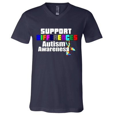 Support Differences Autism Awareness V-Neck T-Shirt