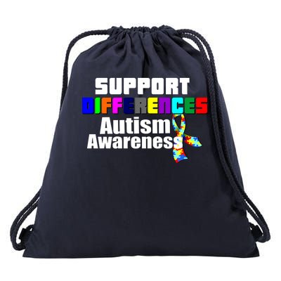 Support Differences Autism Awareness Drawstring Bag