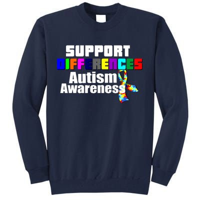 Support Differences Autism Awareness Tall Sweatshirt