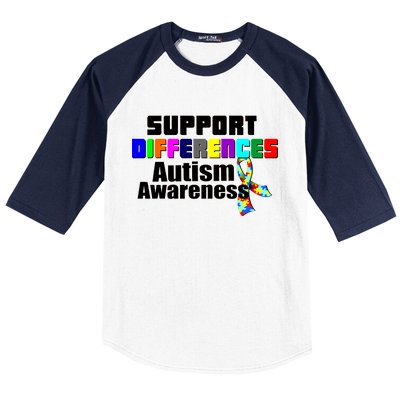 Support Differences Autism Awareness Baseball Sleeve Shirt