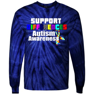 Support Differences Autism Awareness Tie-Dye Long Sleeve Shirt