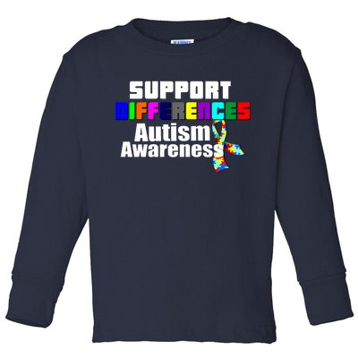 Support Differences Autism Awareness Toddler Long Sleeve Shirt