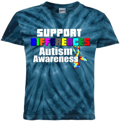 Support Differences Autism Awareness Kids Tie-Dye T-Shirt