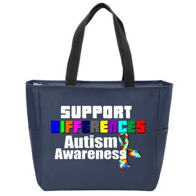 Support Differences Autism Awareness Zip Tote Bag